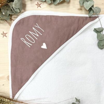 Customizable purple first name bath cape with little heart
