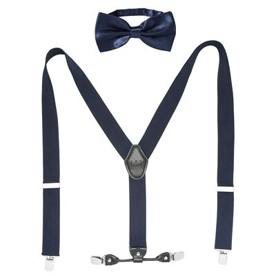 bretelle con papillon | Set per uomo - blu scuro