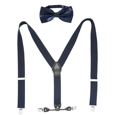 suspenders with bow tie | Set for Men - Dark Blue