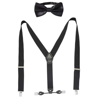 bretelle con papillon | Set per uomo - nero