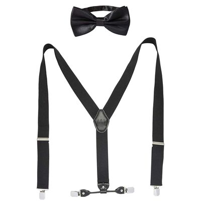 suspenders with bow tie | Set for Men - Black