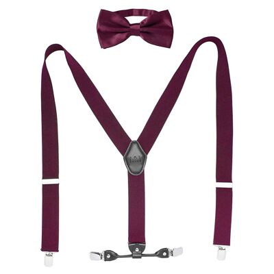suspenders with bow tie | Set for men - burgundy