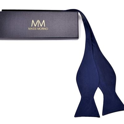 Massi Morino® self-tie bow tie made of 100% silk - dark blue