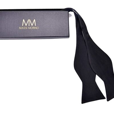 Massi Morino® 100% Silk Self Tie Bow Tie - Black