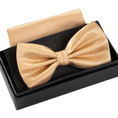 Bow tie with handkerchief - incl. gift box - beige
