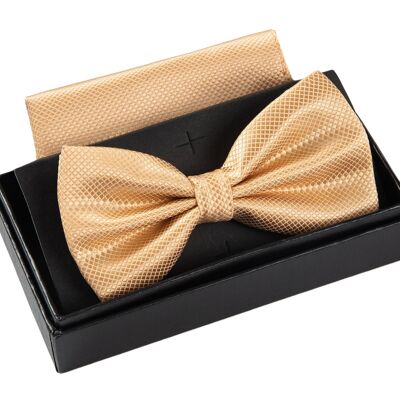 Bow tie with handkerchief - incl. gift box - beige