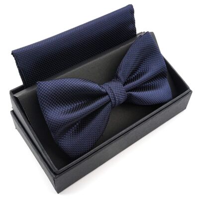 Bow tie with handkerchief - incl. gift box - dark blue