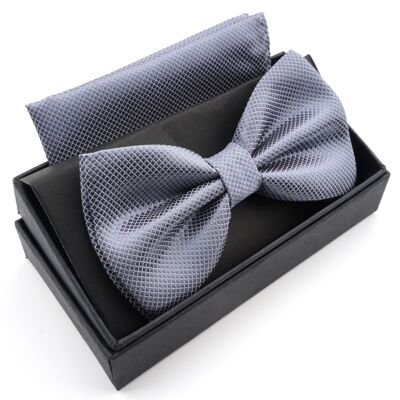 Bow tie with handkerchief - incl. gift box - grey
