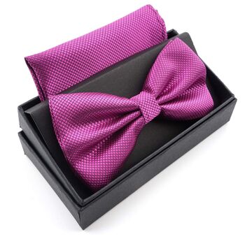 Noeud papillon avec mouchoir - boîte cadeau incluse - violet 1