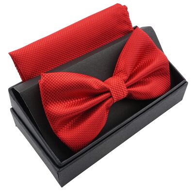 Noeud papillon avec mouchoir - boîte cadeau incluse - rouge