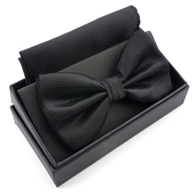 Noeud papillon avec mouchoir - boîte cadeau incluse - noir