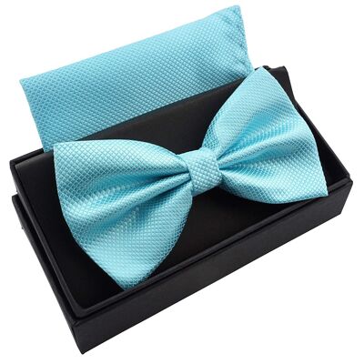 Noeud papillon avec mouchoir - coffret cadeau inclus - turquoise