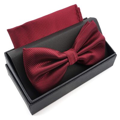 Bow tie with handkerchief - incl. gift box - wine red