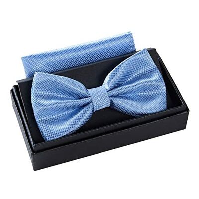 Noeud papillon avec mouchoir - boîte cadeau incluse - bleu clair