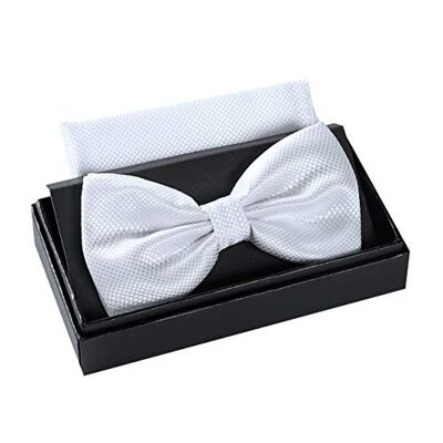 Bow tie with handkerchief - incl. gift box - white