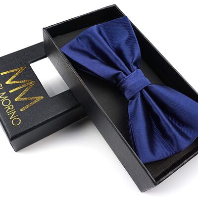 Massi Morino® Fliege mit Geschenkbox, verstellbare Designer Schleife - Navyblau