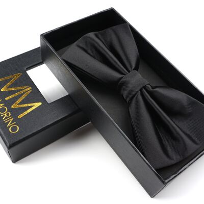 Massi Morino® bow tie with gift box, adjustable designer bow - Black