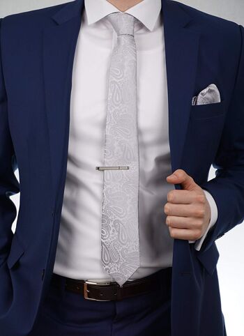 Boîte à cravate Massi Morino® Paisley avec pochette, boutons de manchette et pince à cravate - Rouge 3