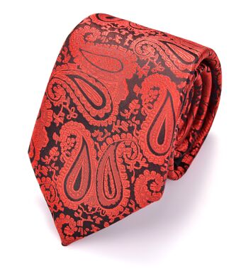 Boîte à cravate Massi Morino® Paisley avec pochette, boutons de manchette et pince à cravate - Rouge 8
