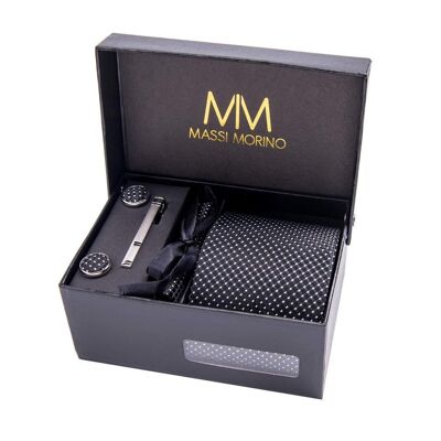 Tie Set | Extensive Box Contents - Black Spotted