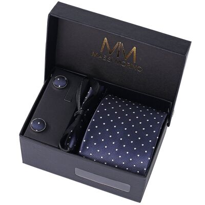 Tie Set | Extensive Box Contents - Dark Blue Spotted