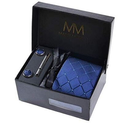 Tie Set | Extensive Box Contents - Dark Blue Square