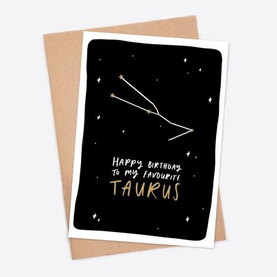 Happy Birthday To My Favourite Taurus Zodiac Birthday Card
