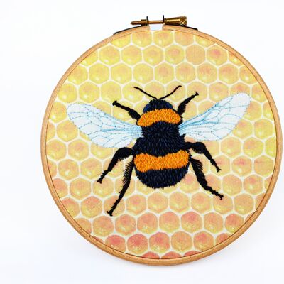 Bumblebee Thread Painting Embroidery Pattern Fabric Pack