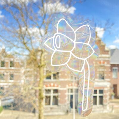 Daffodil Suncatcher Sticker, Window Cling, Rainbow Maker Decal