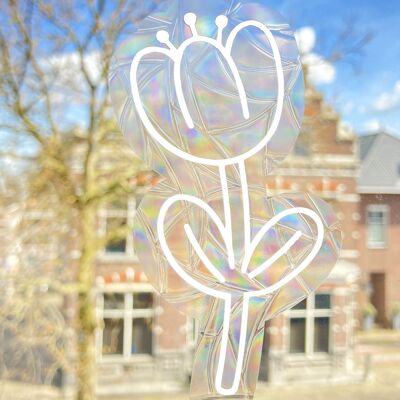 Tulip Suncatcher Sticker, Window Cling, Rainbow Maker Decal
