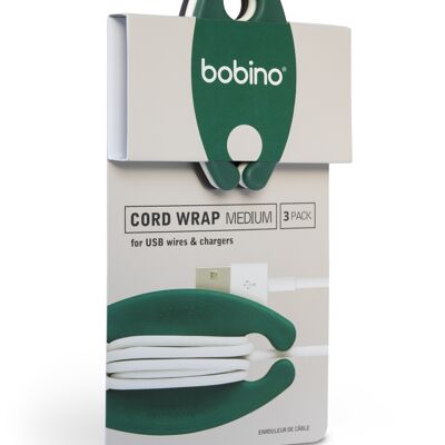 Cord Wrap Medium - 3Pack Warm Colors (Charcoal, Emerald, Cream)