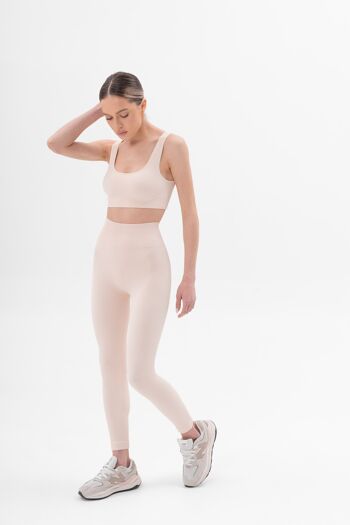 Legging Vita Alta Costine 100% Microfibra Fabriqué en Italie - Tinta Rosa 4