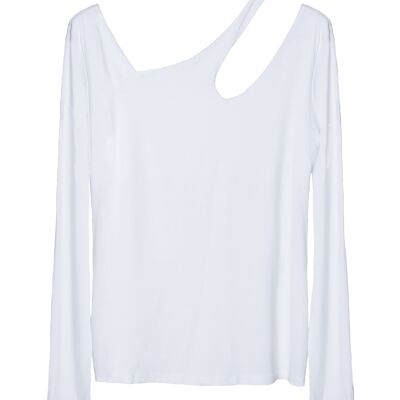 ARRAS Asymmetric T-shirt With Cutouts in White