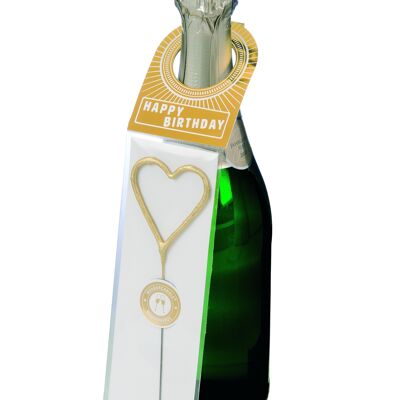 Happy Birthday heart gold Wondercandle® message in a bottle