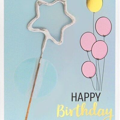 Happy Birthday hellblau Mini Wondercard #282