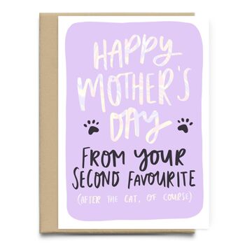 Bonne fête des mères de votre deuxième favori après la carte drôle de fête des mères de chat | Carte de voeux drôle pour maman | Carte maman 1