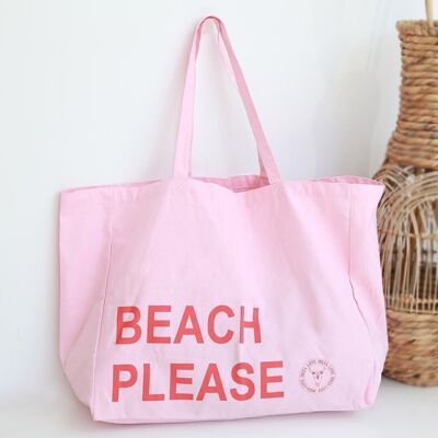 Bolsa de lona playa por favor rosa