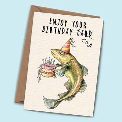 Tarjeta de cumpleaños de bacalao - Tarjeta de feliz cumpleaños
