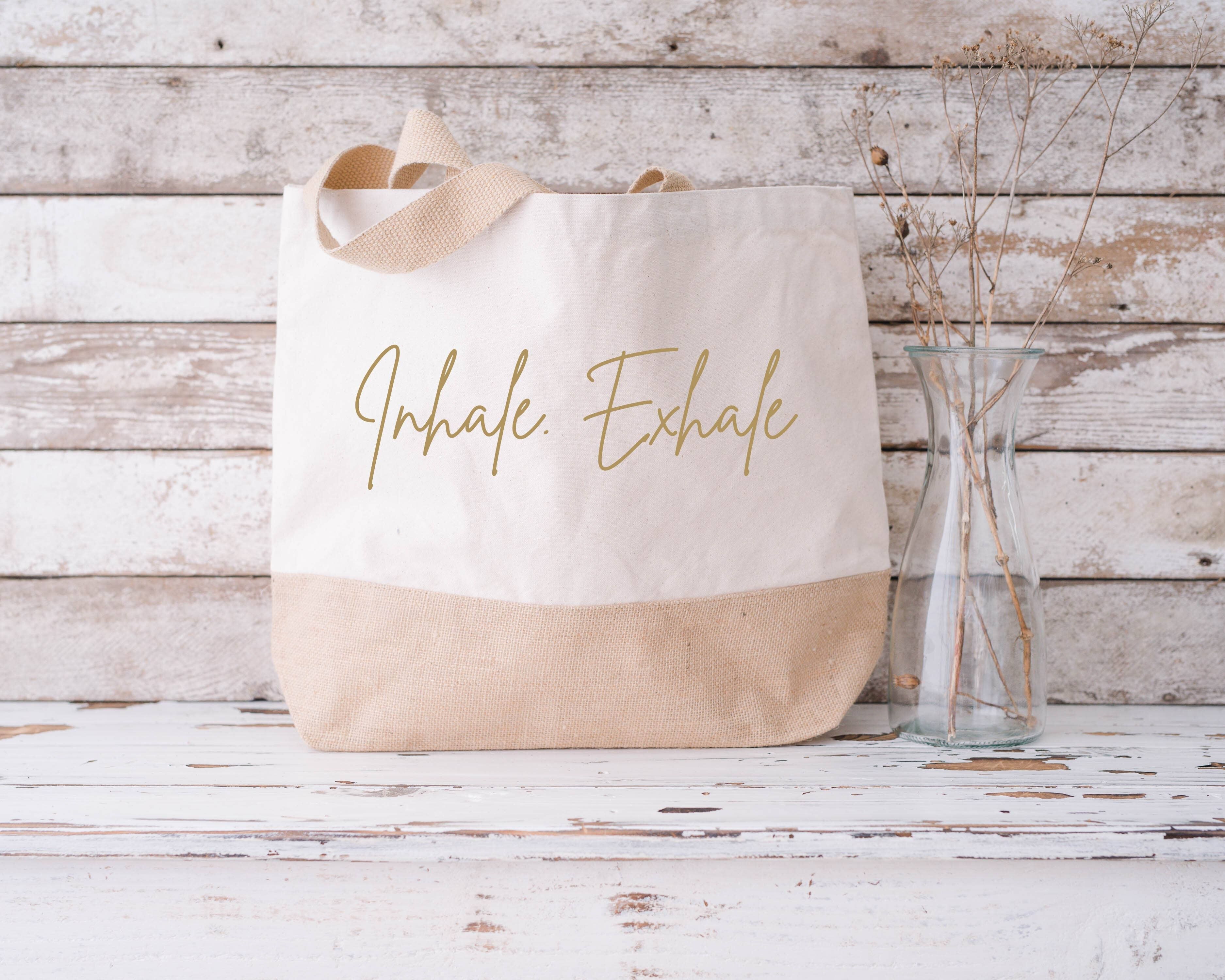 Inalare. Exhale Borsa shopper da spiaggia in tela di cotone 100% cotone
