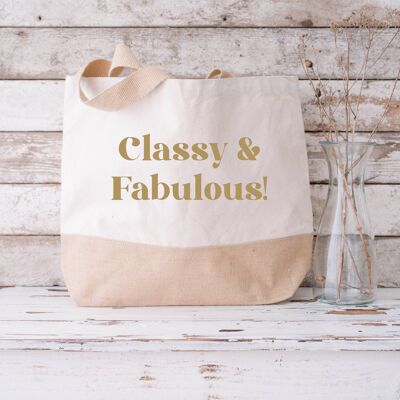 Classy & Fabulous 100% Cotton Canvas Beach Tote Bag Shopper
