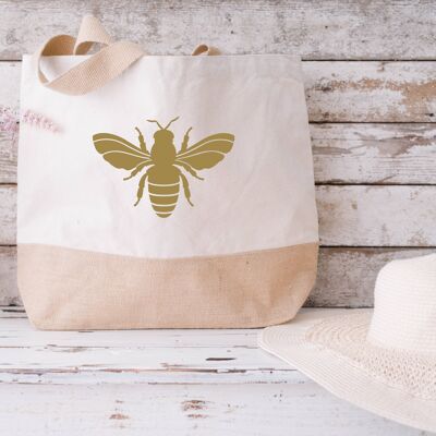 Bee design 100% Cotton Canvas Beach Tote Bag Shopper