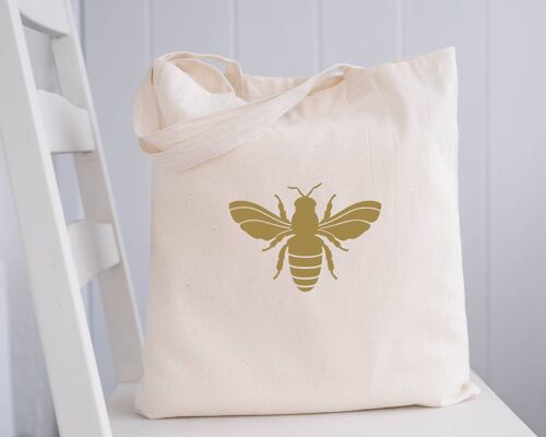 Gold Bee 100% Organic Cotton Natural Tote Bag