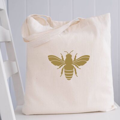 Gold Bee Natürliche Einkaufstasche aus 100 % Bio-Baumwolle