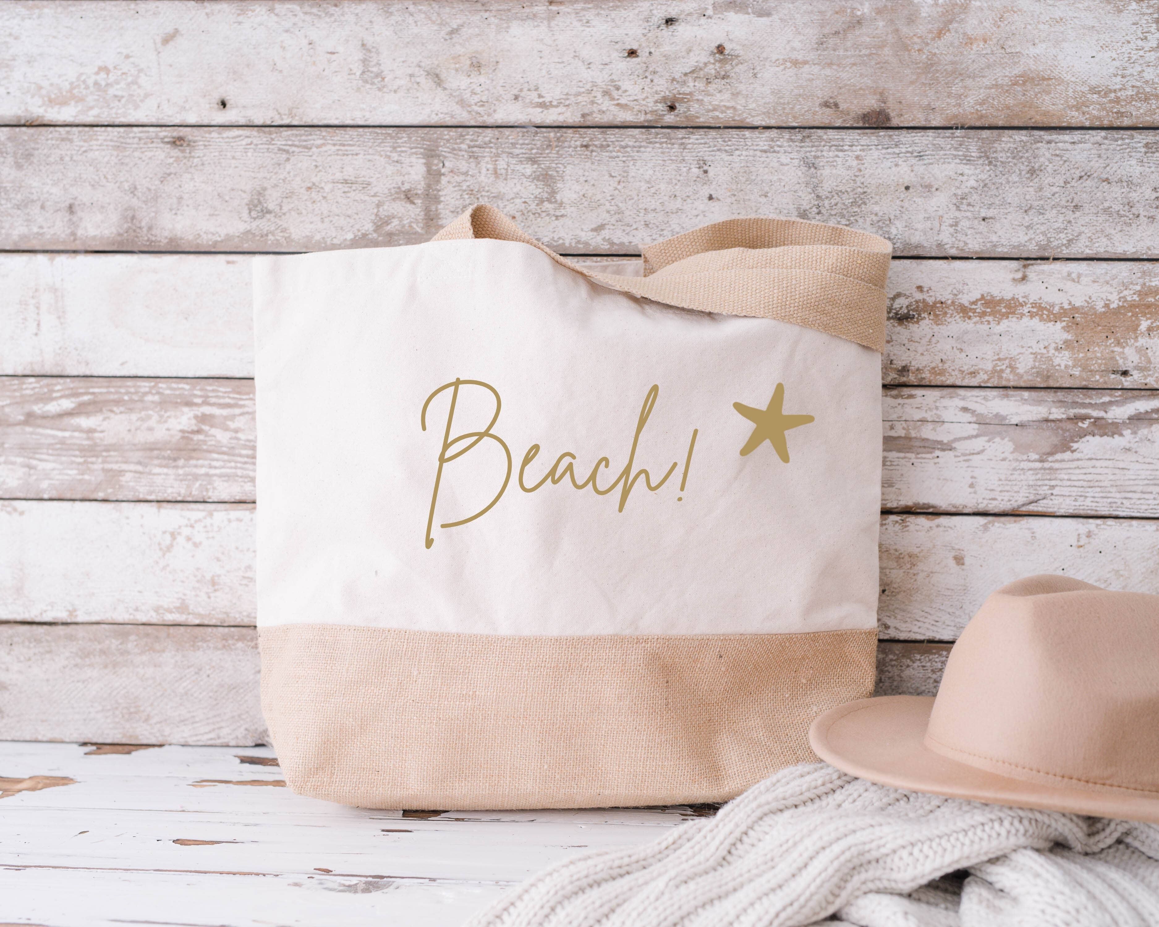 Borsa shopper da spiaggia in tela di cotone 100% cotone design da spiaggia