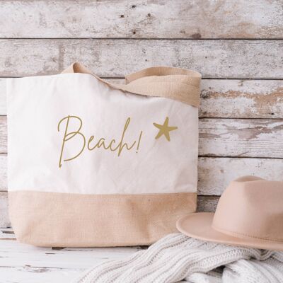 Beach design 100% Cotton Canvas Beach Tote Bag Shopper