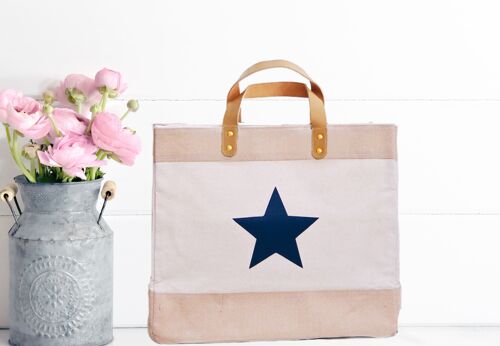 Star Designs Luxury Canvas & Jute Large Shopper Bags