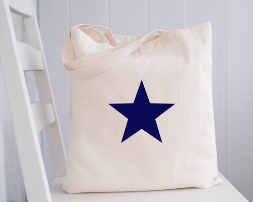 Navy Star Designs 100% Organic Cotton Natural Tote Bag