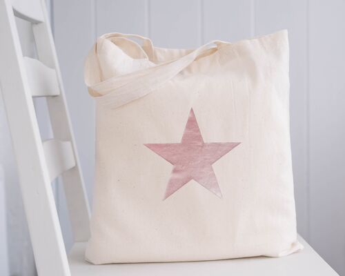 Rose Gold Star Designs 100% Organic Cotton Natural Tote Bag