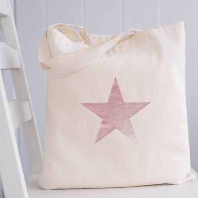 Rose Gold Star Designs 100% Organic Cotton Natural Tote Bag