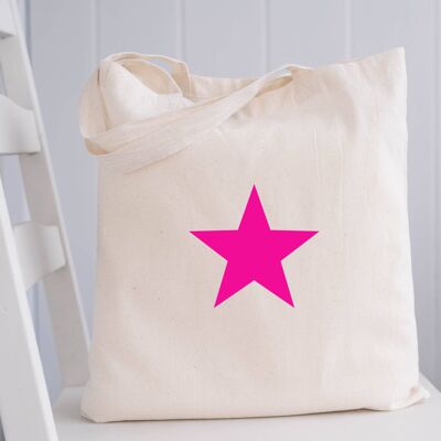 Bolso Tote Pink Star Designs 100% Algodón Orgánico Natural